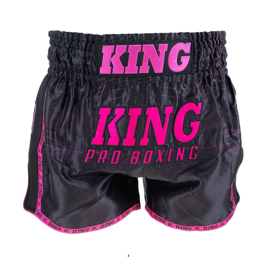 King Pro Boxing 08 Series Muay Thai Shorts Zwart/Roze - Premium Satijn